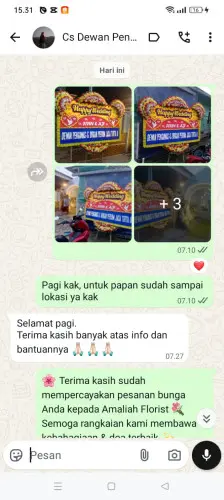 Testimonial Papan Bunga Pernikahan tegal sumedang